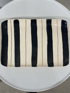 Magnolia Lane Black Stripe Platter - large