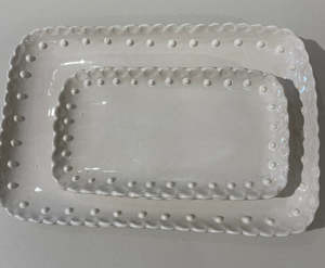 Magnolica 1: Magnolia Lane - White Beaded Ruffle Large Platter