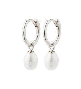Berthe Recycled Pearl Hoop Earrings - Silver Plated