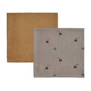 OYOY Mini - Toucan muslin cloths, clay / caramel (set of 2)