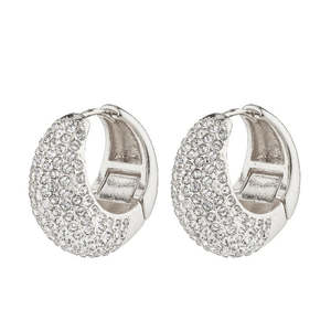 Naomi Recycled Crystal Earrings - Silver Plated