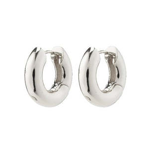 Pilgrim Jewellery: Aica Recycled Chunky Hoop Earrings - Silver Plated