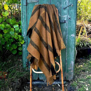 Bliss Wool Mohair Blend Throw - Ochre/Black