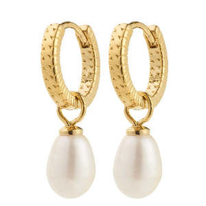 Pilgrim Jewellery: Elliana White Earrings - Gold Plated