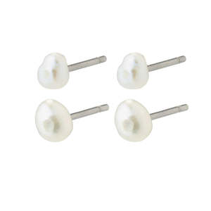 Johanne Pearl Earrings 2 in 1 Set - White - Gold Plated