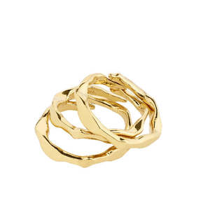 Pilgrim Jewellery: Wyatt Recycled Rings 3 in a Set - Gold Plated