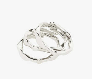 Wyatt Recycled Rings 3 in a Set - Silver Plated