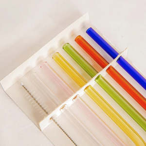 Gifting: Reusable Glass Straws Short Set of 6 - Straight Multi