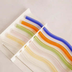 Gifting: Reusable Glass Straws Set of 6 - Wavy Multi
