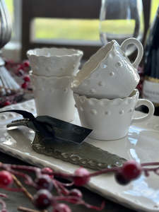 Gifts For Them 1: Magnolia Lane -  White Handled Beaded Mug