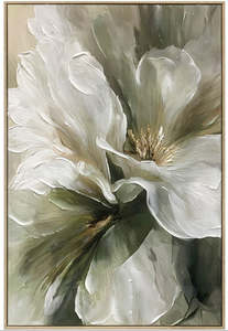 Art: Flower in Green Framed Art