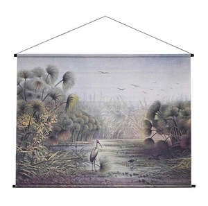 Hanging Canvas Scroll Art - Heron Hideaway Landscape