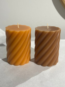 Twist Pillar Candle -Tan 2 Sizes