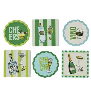 New: Gimlet Ceramic Coaster - Set/6 Assorted