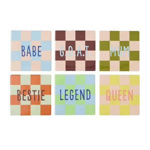Moniker Ceramic Coaster - Set/6 Assorted