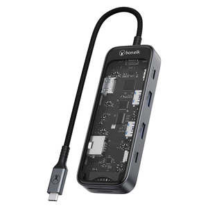 Bonelk Vision Long-Life USB-C to 8-in-1 Multiport Hub (Clear)