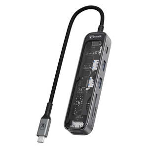 Bonelk Vision Long-Life USB-C to 6-in-1 w/Card Reader Multiport Hub (SG/Clear)