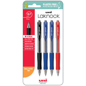 Office Supplies: Laknock 0.7mm Fine Pens (4 Pack) - Black, Blue or Mixed