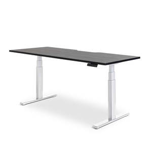 Desks: Enhance Electric Height Adjustable Desk - White / Black Woodgrain
