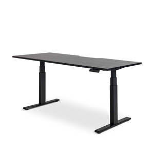 Enhance Electric Height Adjustable Desk - Black / Black Woodgrain