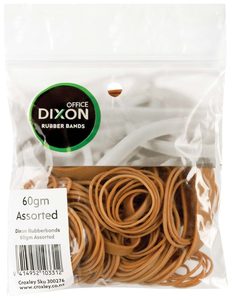 Clips Pins: Dixon Rubber Bands 60gm Assorted Sizes