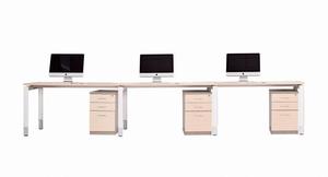 Oblique 3-Person Straight Desk (Adjustable Height)