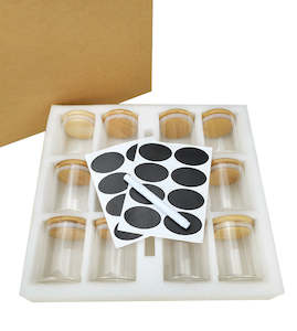 Glass And Bamboo: 12 Herbs and Spice Jars 100mls or 200mls