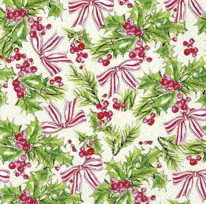 Pink Holly Green Napkins