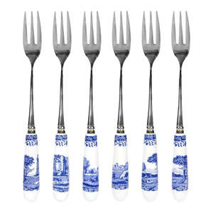 Spode: Blue Italian Pastry Forks Set of 6