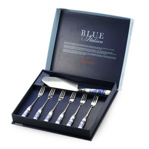 Blue Italian Cake Slice & Forks
