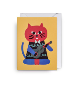 Greeting Cards: Guitar Cat- Mini Card