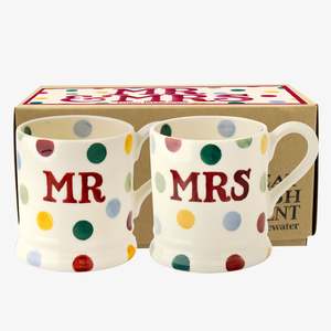 Half Pint Mug Set Mr & Mrs Polka Dot