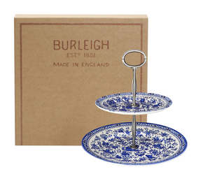 Tableware: Blue Regal Peacock 2 Tier Cake Stand