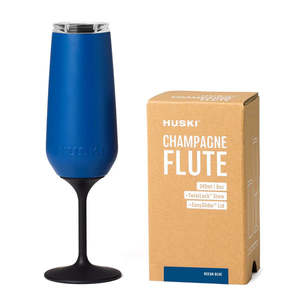 Huski: Stemmed Champagne Flute- Ocean Blue