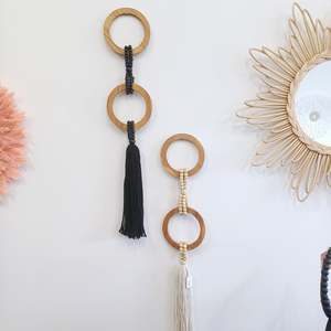 Wooden Double Circular Beaded Wall Hangings