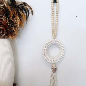 White Shell & Bead Circle Wall Hanging