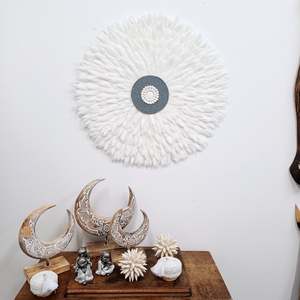 Feather Wall Decor: XL White Steel Grey Juju