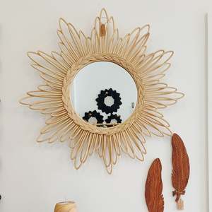 Handcrafted Rattan Sunflower Mirror