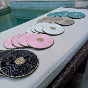 Homewares: Beaded & Seagrass Coaster Set