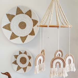 Handcrafted Rattan Rainbow Mobile