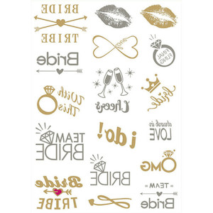 Bachelorette Hens Party Temporary Tattoo Sticker Bride to Be - Gold Silver Home Sweet Party