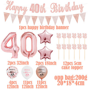 Products: Happy 40th Birthday Party Rose Gold Balloon Set Home Sweet Party