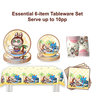 Products: Trending Labubu Birthday Party Decoration Tableware Set Plate Cup Napkin Home Sweet Party