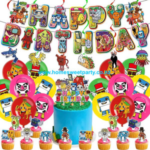 Products: Roblox Steal a Brainrot Birthday Party Decoration Banner Balloons Cake Topper Home Sweet Party