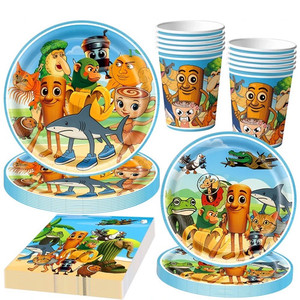 Tung Tung Sahur Birthday Party Tableware Set Plates Cups Napkins Tablecloth Home Sweet Party