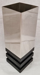 Giftware: Vase - Mango Wood & Stainless Steel (10 x 10 x 30cm)