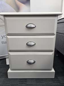 Bedroom Furniture: Andorra 3 Drawer Bedside Bone Paint