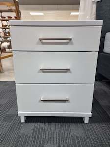 Bedroom Furniture: Franz 3 Drawer Bedside gun metal Handle