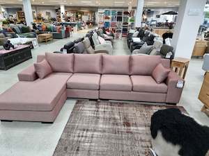 Georgie 3 Seater with Chaise. Scarlet