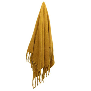 Throws: Solid Fringed Mustard Throw